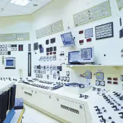 The central control room of a power plant. Examples of industrial applications of electronic devices using silicon wafers