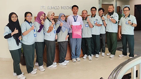 A group photo of Apprenticeship Program participants at the PT. SUMCO INDONESIA office.
