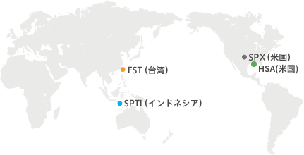 世界地図上にSUMCOグループの海外拠点を示した図。